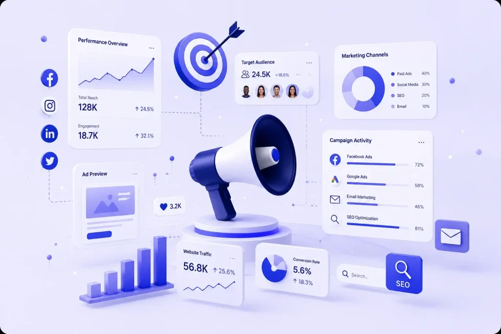 Digital marketing dashboard and analytics