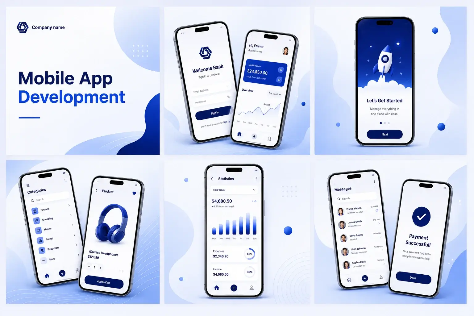 Mobile app development design showcase
